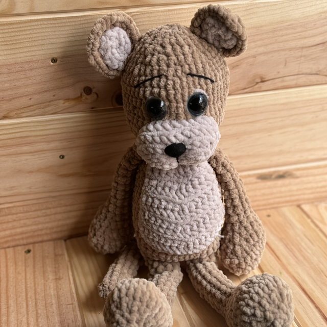 (941) Ours tou doux en laine chenilles 42cm