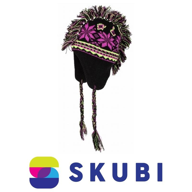 Haker W269B Čepice zimní Mohawk UNI neonově černo-růžová