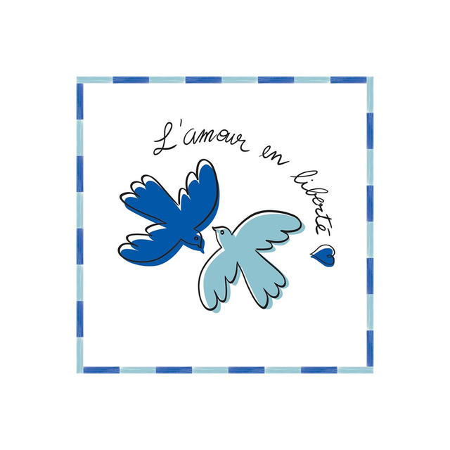Serviette papier amour oiseau bleu
