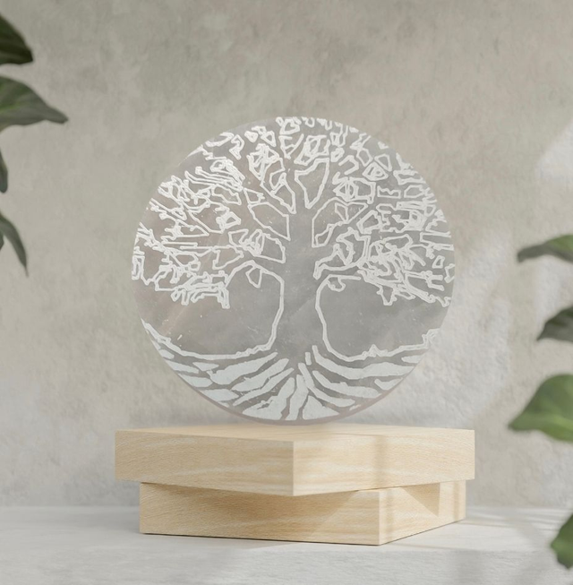 Plaque de Sélénite Arbre de vie 