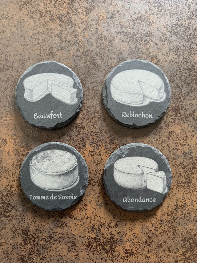 Lot 4 dessous de verres ronds Ardoise