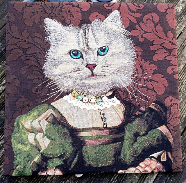 Tableau tissu sur châssis entoilé chat