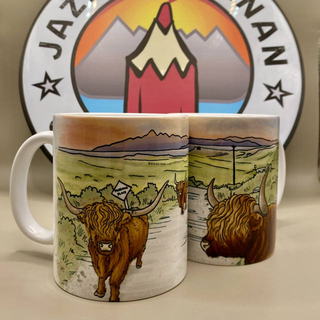 Highland cow herd ceramic mug