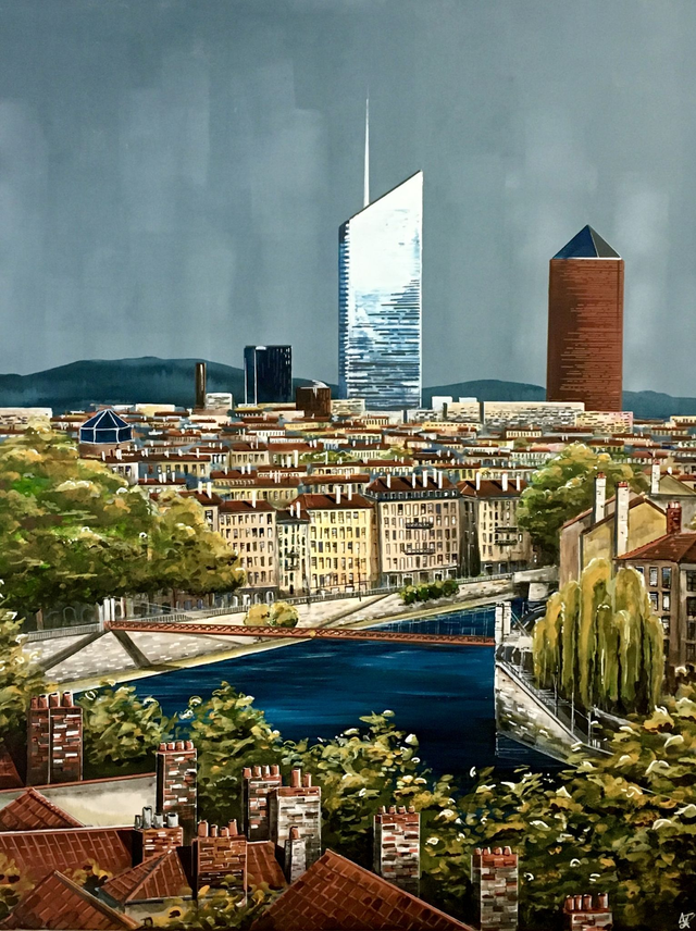 Toile - Lyon Part-Dieu depuis les Pentes de la Croix-Rousse