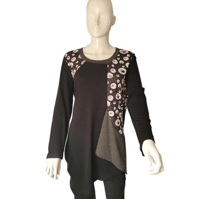 Tunique long motifs rond blanc