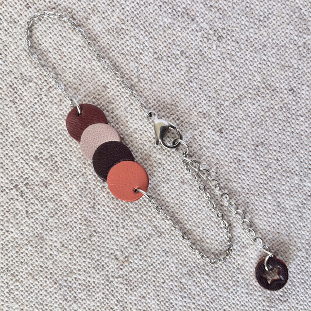 Bracelet « Quatuor » argenté Acajou/ Rose poudré/ Brun/ Rouille