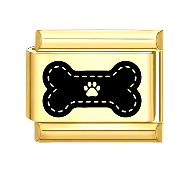 Charm Hueso Negro Dorado 