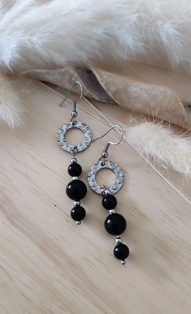 Boucles d'oreilles Obsidienne dorée