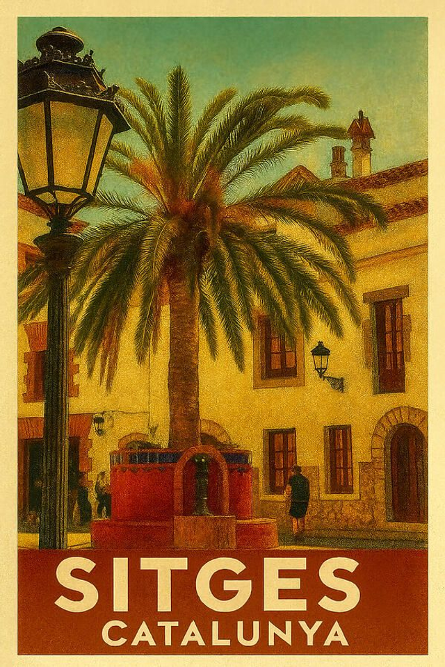 Póster de viaje vintage de Sitges Casa Rectoral