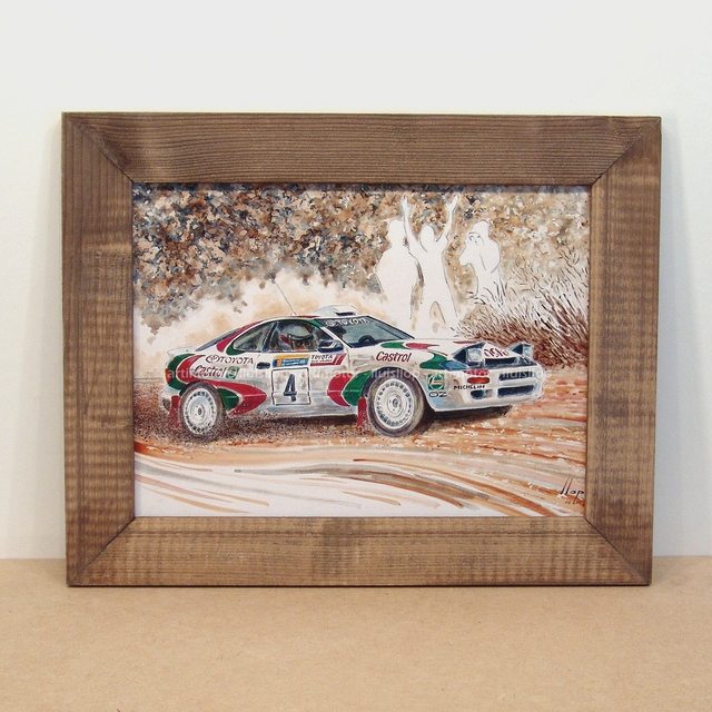 Artimotor enmarcado 28x35 - 1993  Kankkunen Toyota Celica Castrol 1º rally Argentina