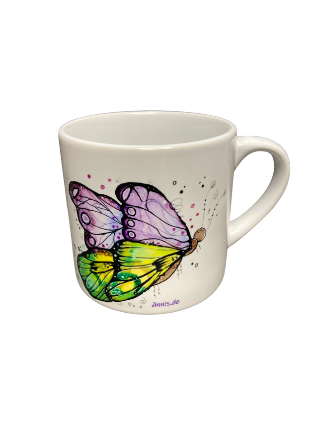 Keramiktasse "Schmetterling lila"