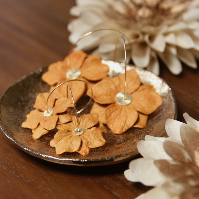 Boucles d'Oreilles Hortensia Orange Renard