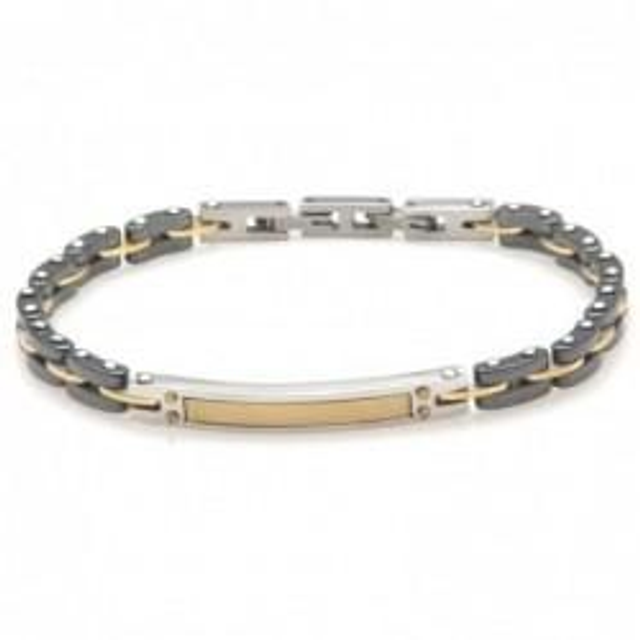 Bracciale uomo in acciaio e ceramica 