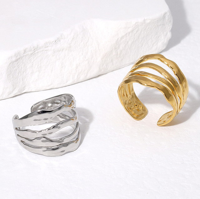 Irregular Layers Stainless Steel Ring
