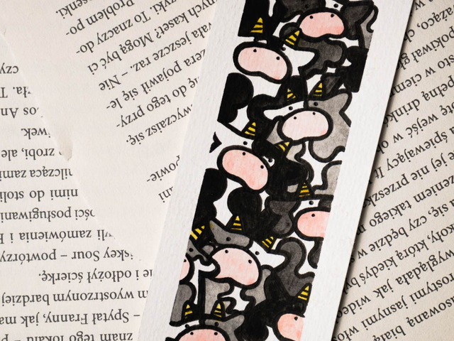 KRÓWKI zakładka do książki, ręcznie malowana akwarela