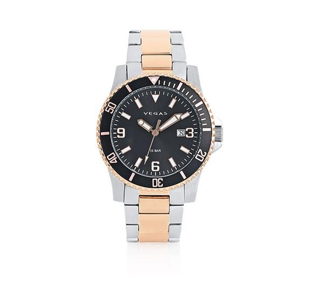 Herenhorloge Ø 43 mm – blauwe wijzerplaat & roestvrijstalen band