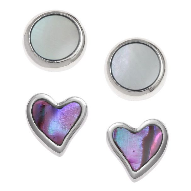 Heart &amp; rounds studs set