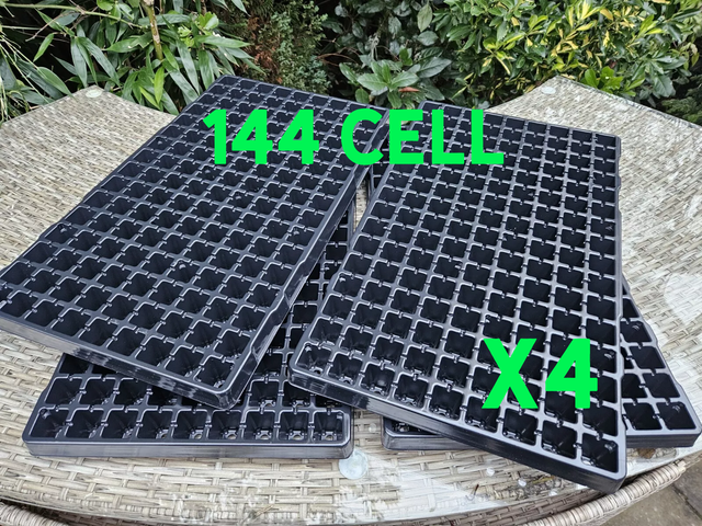 144 Cell BOX OF 4 Modiform Black Strong Hard Plug Plant Seed Trays!
