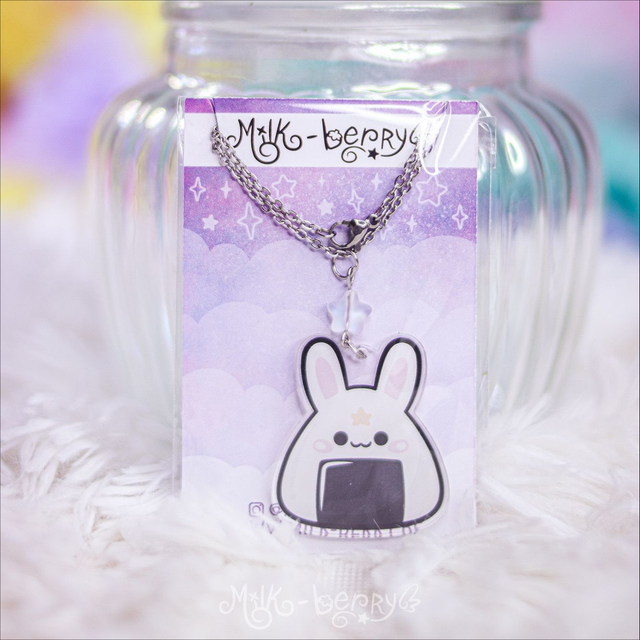 Collier Acrylique Recyclé Onigiri Lapin Bunnygiri