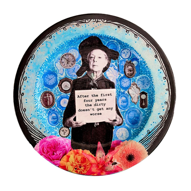 &quot;After the First Four Years the Dirty Doesn&#039;t Get Any Worse&quot; Blue Upcycled Wall Plate - House of Frisson