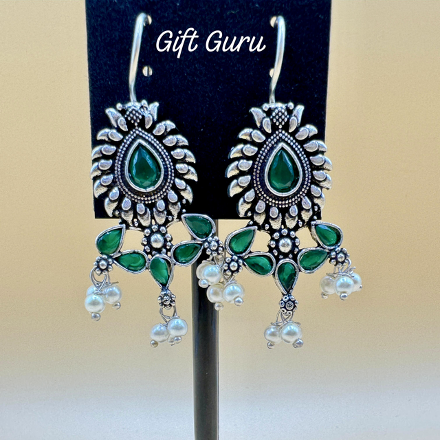 Oxidised Green stone hangings