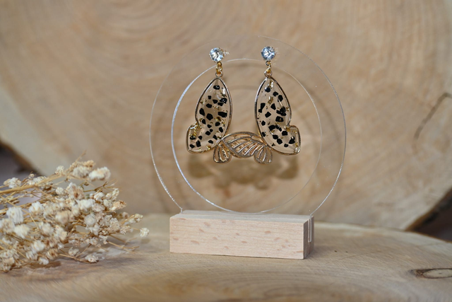 đŠPapillâOr đŠBoucles dâoreilles en RĂ©sine UV - Noirâš