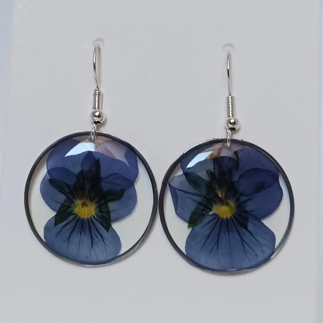 Boucles d&#039;oreilles Pensée Bleu 