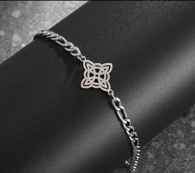 Bracelet noeud de sorcière grosses mailles - en acier inoxydable 