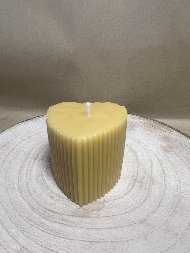 Ribbed Heart Shaped Candle - 100% Beeswax