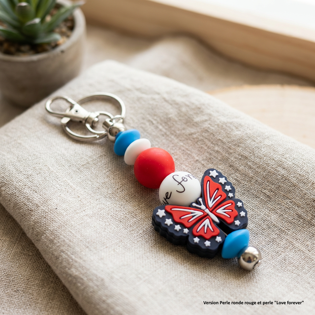 Porte-clé Papillon Rouge 