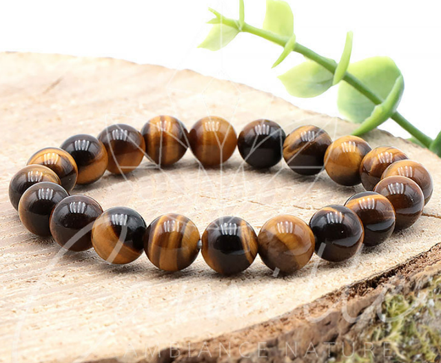 Bracelet boule 08mm œil de tigre AA (taille 0)