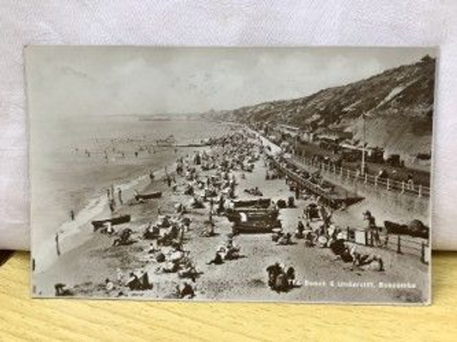 The Beach and Undercliff, Boscombe, Dorset, vintage unbranded postcard. Our Ref No. R354 £2.50