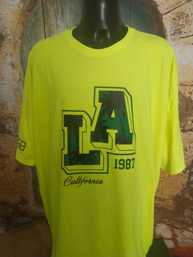 T-SHIRT HOMME JAUNE (BZ8) 5XL &#039;LOS ANGELES&quot;