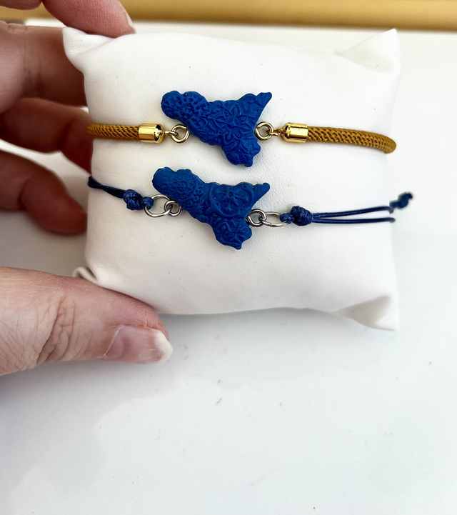 Bracciale Sicilia unisex con Maioliche in rilievo - Blu