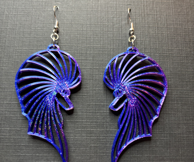 3D - Earrings Poodle Bust Neon City