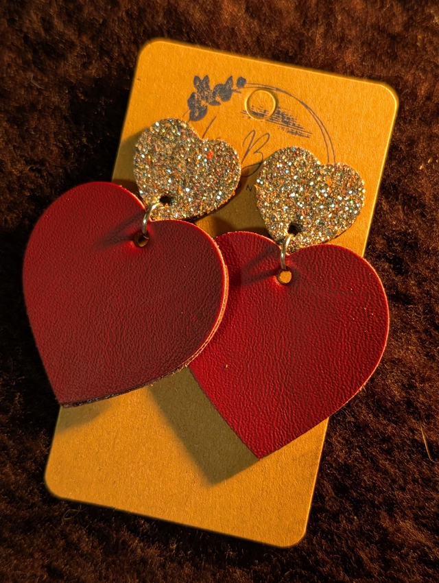 Boucles d'oreilles Louise rouge argenté paillettes lo070