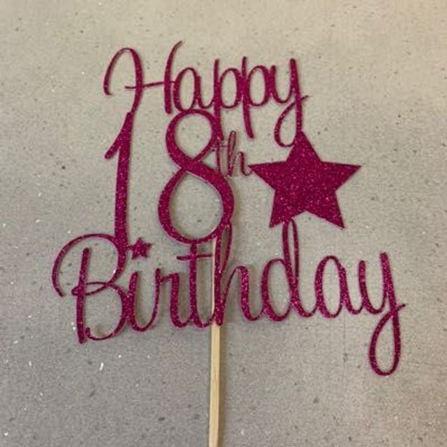 Happy 18th Birthday Star  Cake Topper