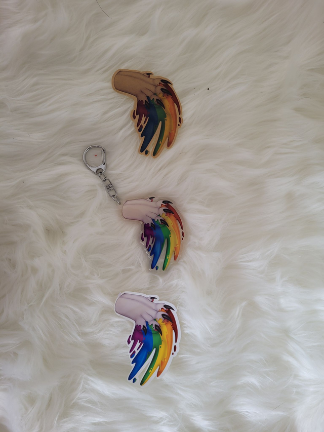 LGBTQIA+ paws keychain with stickers