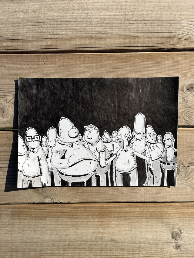 Dibujo Original Los Simpson "Casa del terror: Homer y sus clones" 