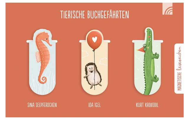 Tierische Buchgefährten (3 Magnetlesezeichen)
