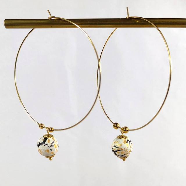 Grandes créoles SAKURA blanc