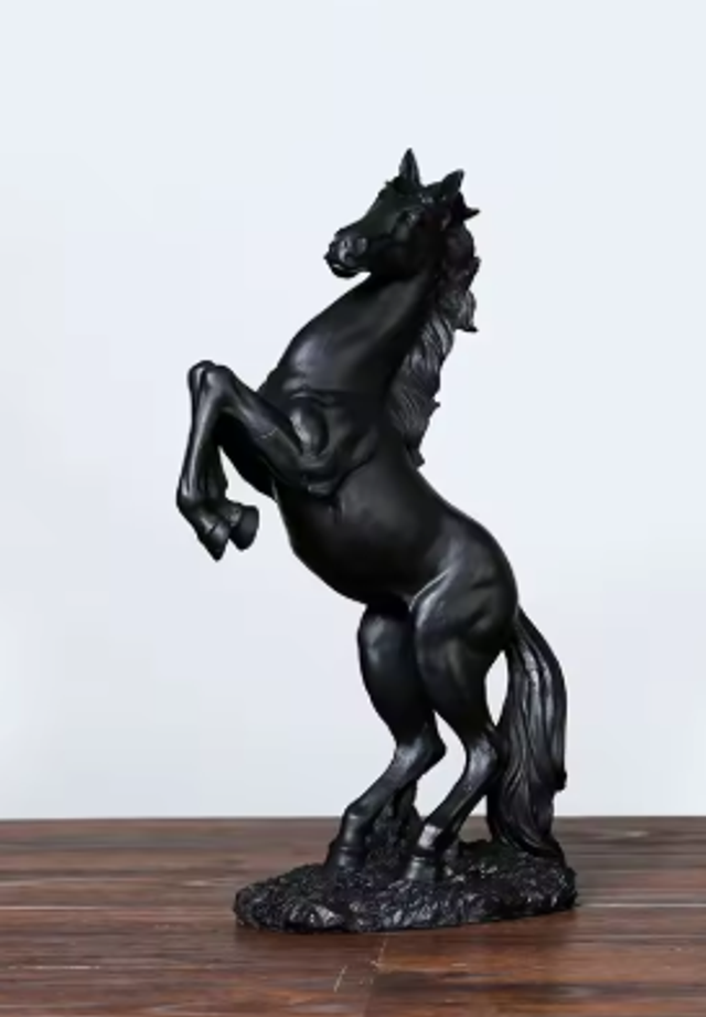 Prachtig beeldje Stijgerend Paard zwart (30.5cm)