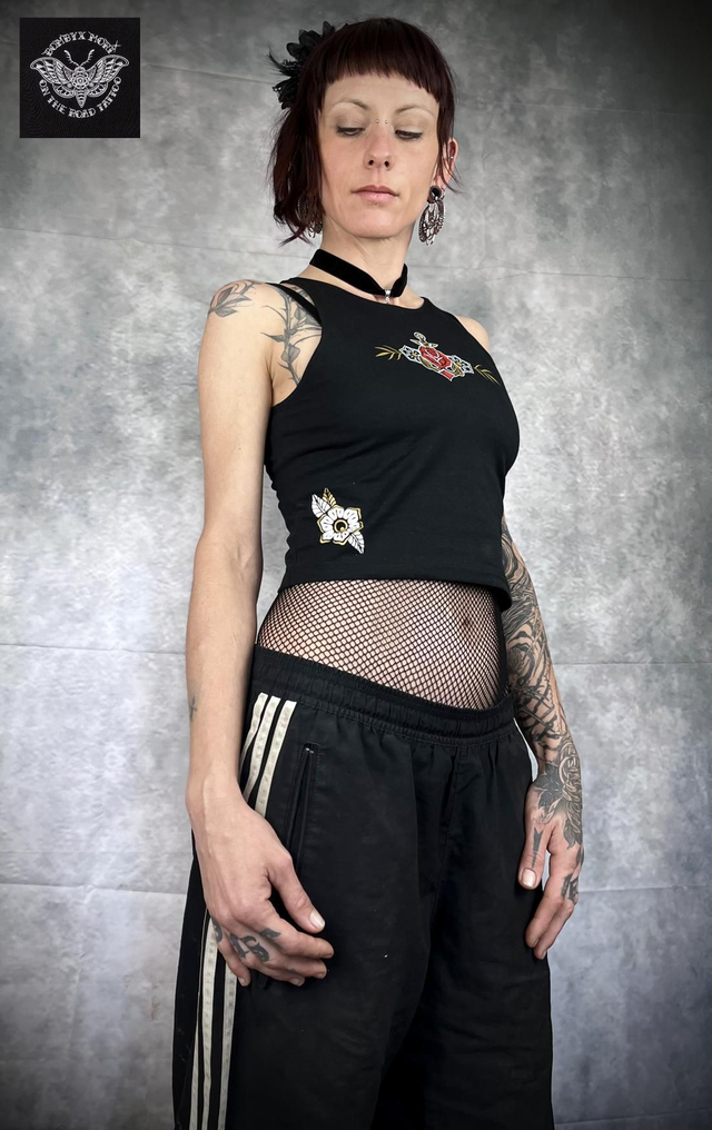 T-Shirt Cropped "Ancre et Fleurs"