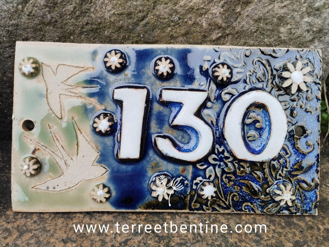 3 CHIFFRES - "bas relief" - bleu lagon - petits oiseaux et Petites fleurs ✨