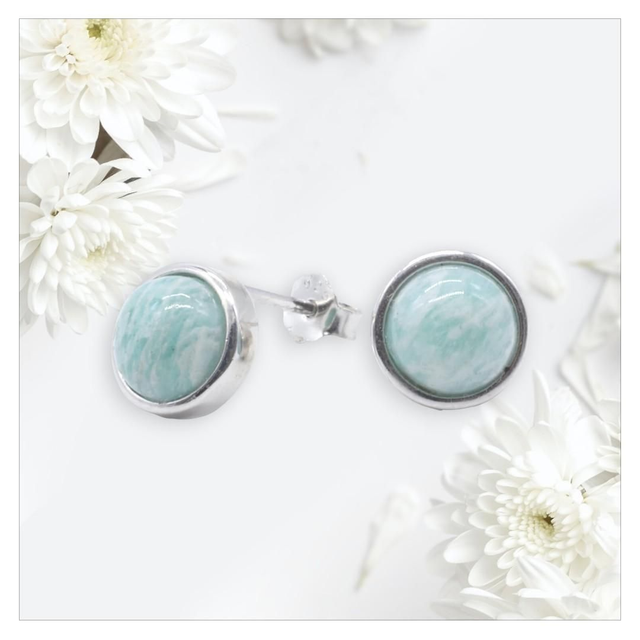 "Amazonite" - Boucles d'oreilles argent 925 ronde