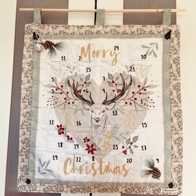 Beautiful Woodland Stag Fabric Advent Calendar with free personalised name tag