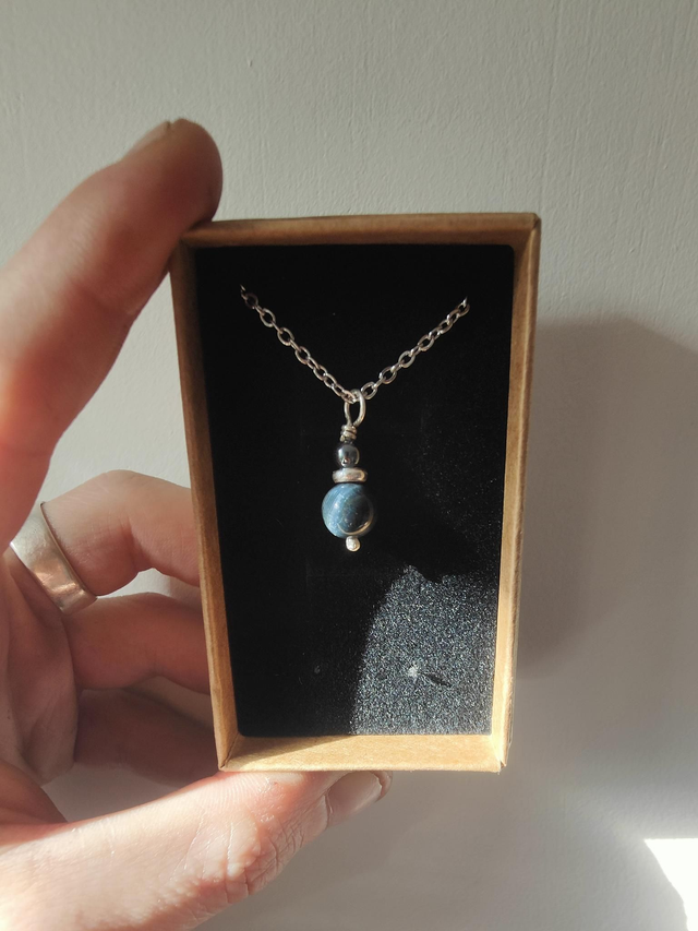 Pendentif &quot;Harmonie&quot; double Hématite Œil de faucon Argent 925