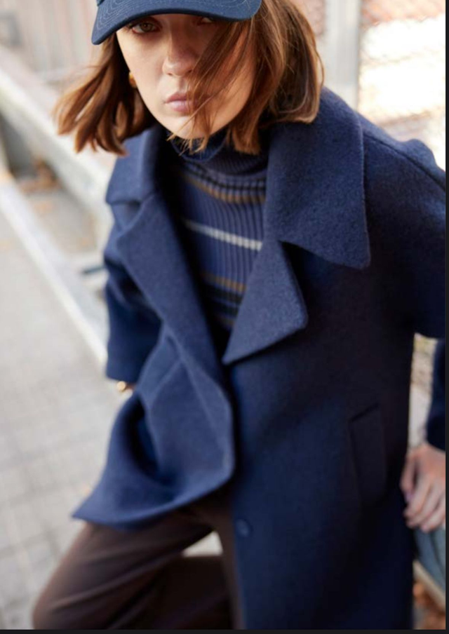 Navy Wool Oversize Coat