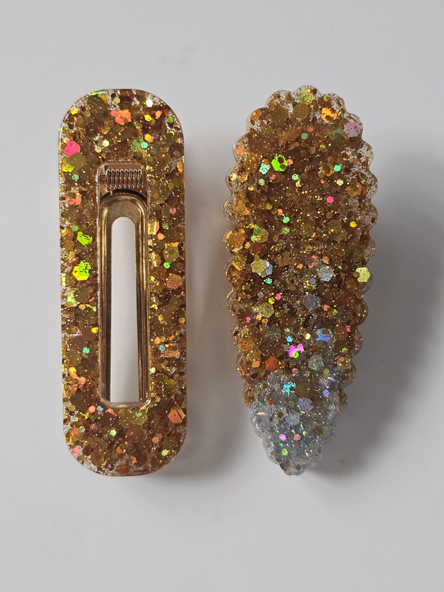 DUOS BARRETTES CONFETTIS OR &amp; ARGENT