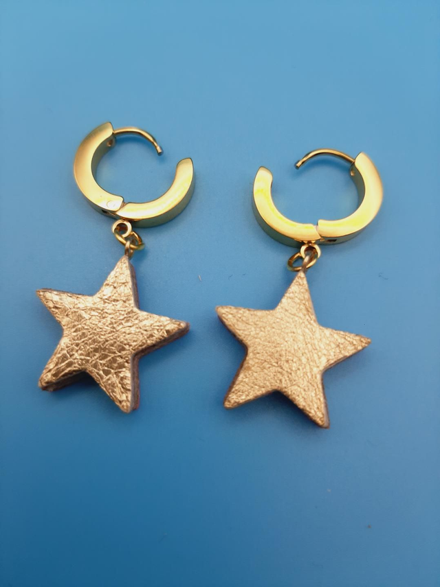 Star huggie hoops - neon orange